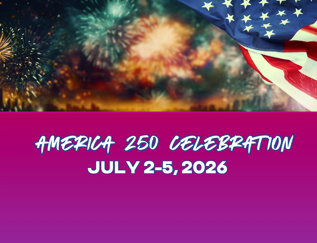 Patriotic Fourth of July graphic featuring fireworks, an American flag, and "America 250 Celebration" with dates July 2–5, 2026, promoting Hippos Dispensary's Independence Day cannabis sale.