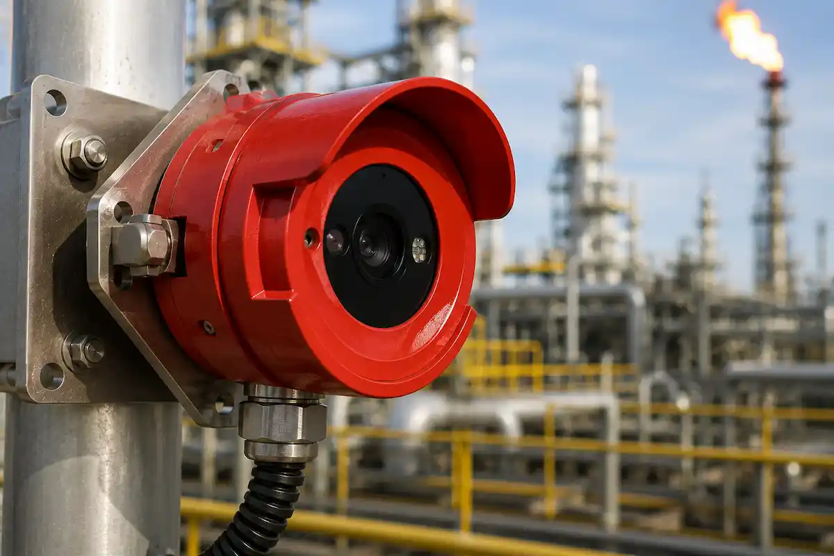 Flame detector mounted on a wall