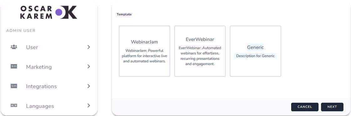 View 1-2. Solution menu panel & Feature of creating custom forms from templates