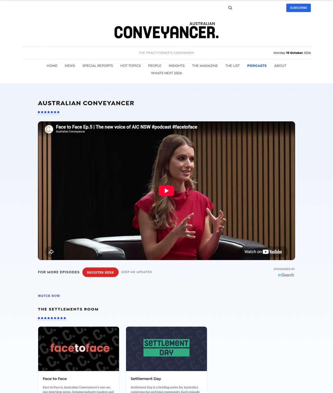 Previous podcasts page