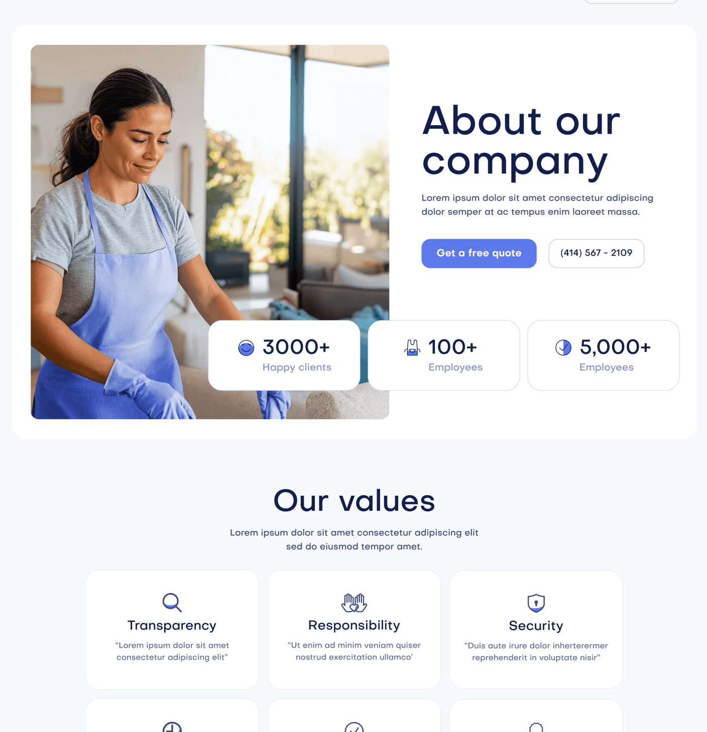 Fresh X About Main Pages Cleaning Weblow Template | Brix Template
