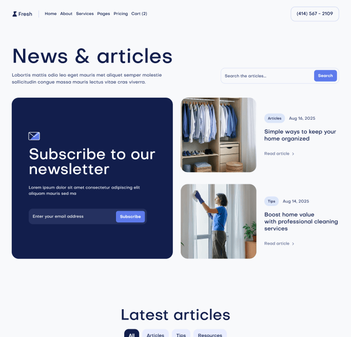 Fresh X - Blog V3 Page - Cleaning Webflow Template
