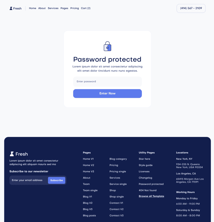Fresh X - Password Protect Utility Page - Cleaning Webflow Template
