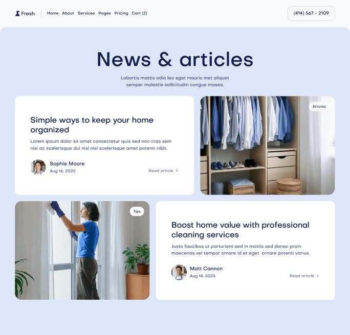 Fresh X - Blog V1 Page - Cleaning Webflow Template
