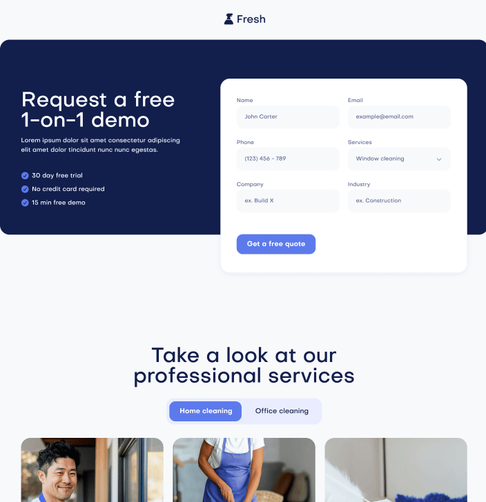 Fresh X - Landing Page Utility Page - Cleaning Webflow Template
