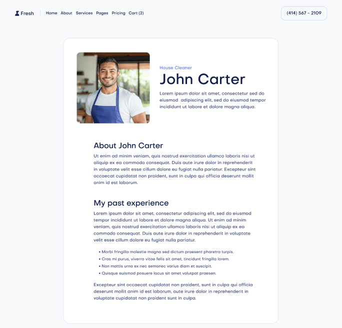 Fresh X - Team Single Page - Cleaning Webflow Template






