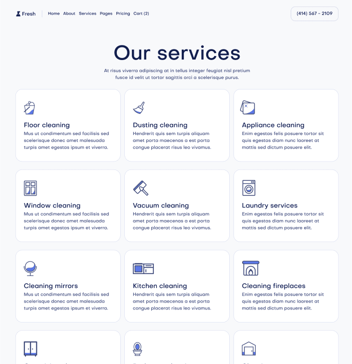 Fresh X - Services Main Page - Cleaning Webflow Template
