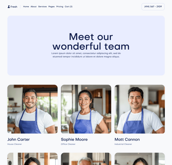 Fresh X - Team Page - Cleaning Webflow Template
