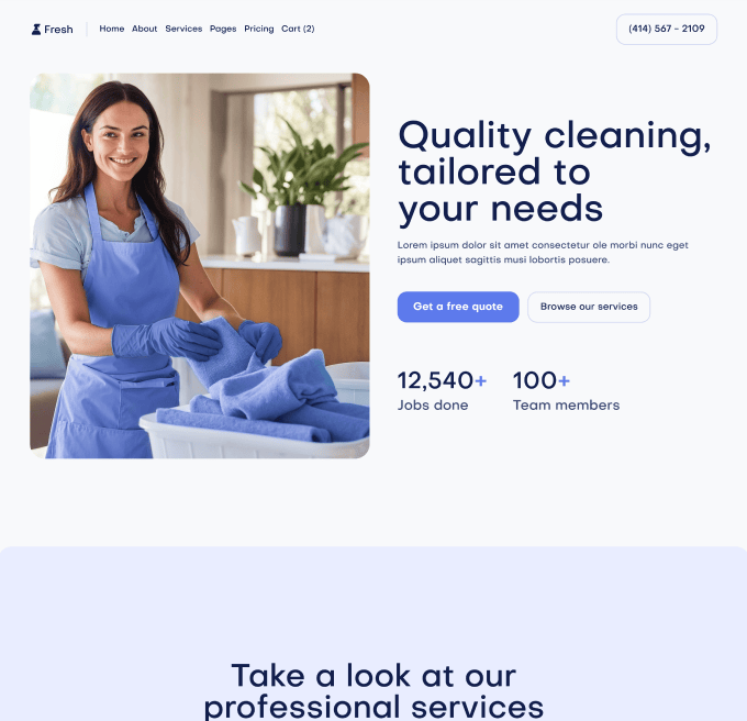 Fresh X - Home V3 Page - Cleaning Webflow Template
