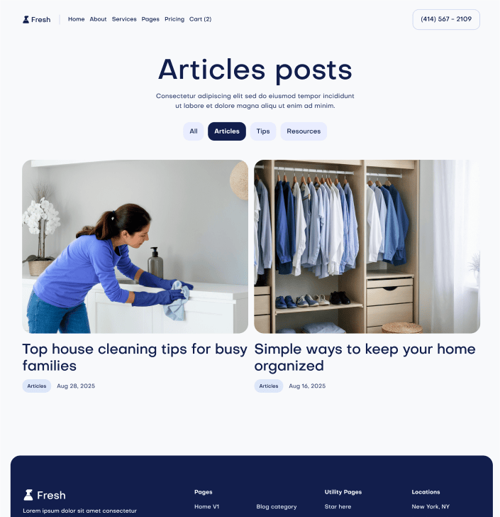 Fresh X - Blog Category Main Page - Cleaning Webflow Template
