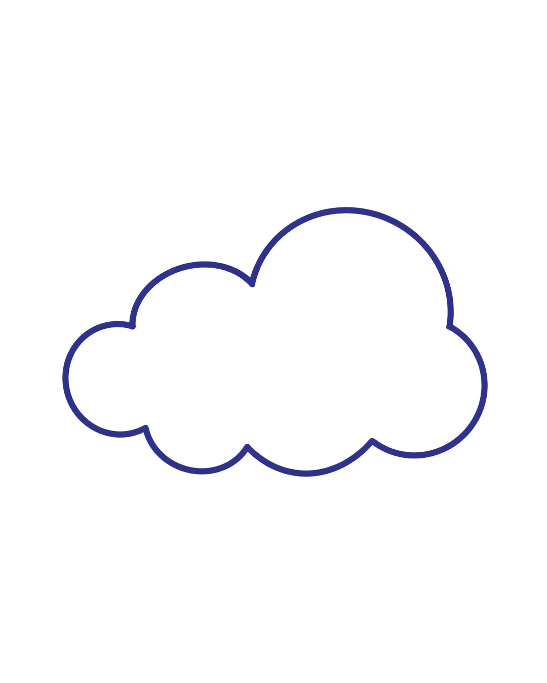 Outline of a cloud shape with a dark blue border.