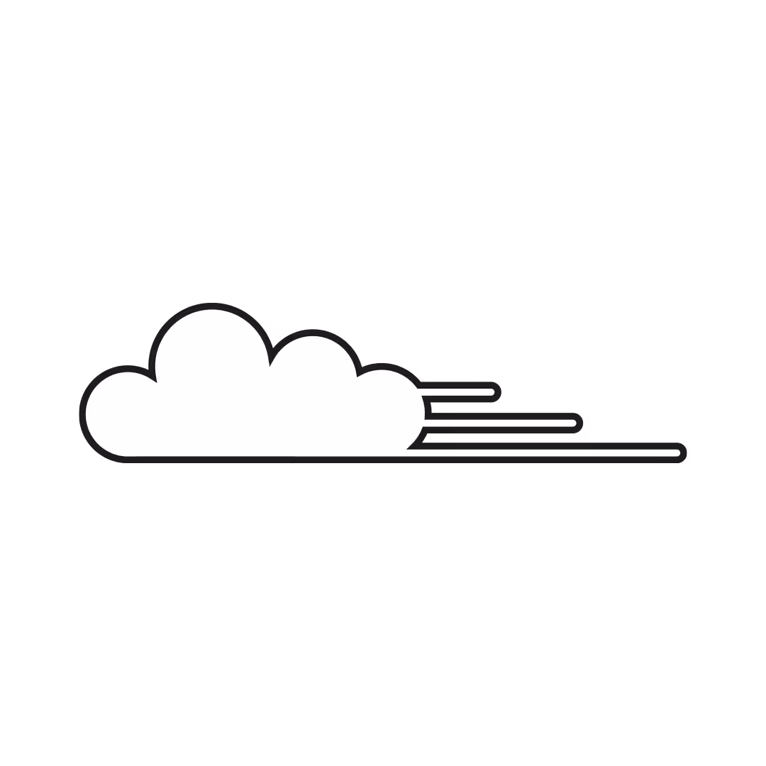 White cloud with speed lines extending to the right, representing fast movement or wind.