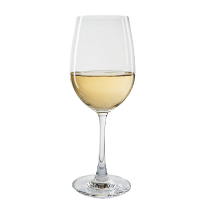 Chilled white wine in a clear glass