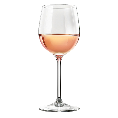 A blush pink rosé wine in a clear glass