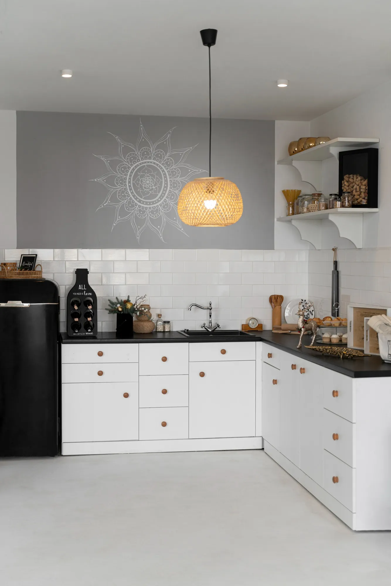 Kitchen with mandala illustration - Carpentry Web design Webflow Template
