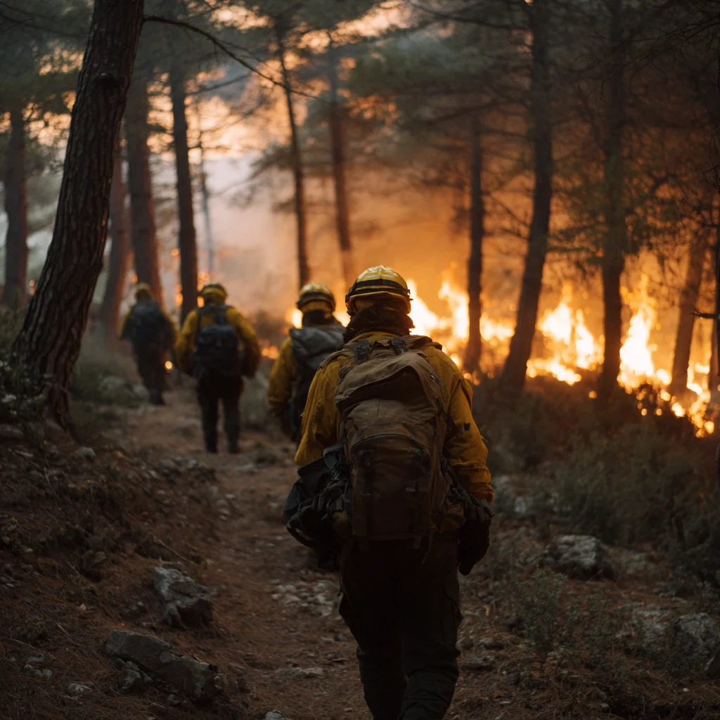 Bombero forestal con mochila de ataque Yorklay fabricada bajo norma EN 469