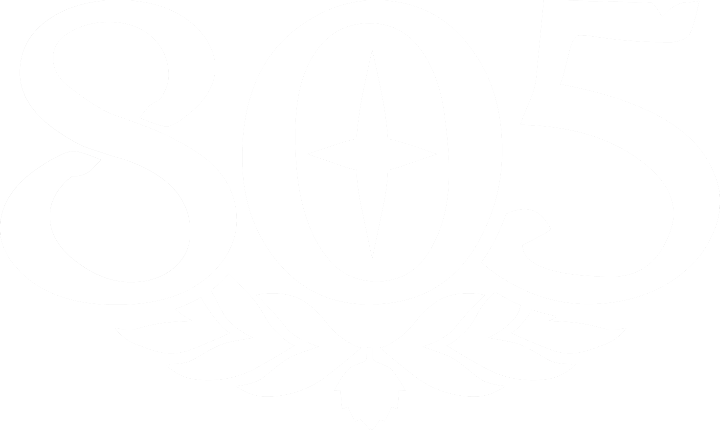 Logo with the number 805 above a stylized hop cone and two leaves, symbolizing craft beer or brewing.