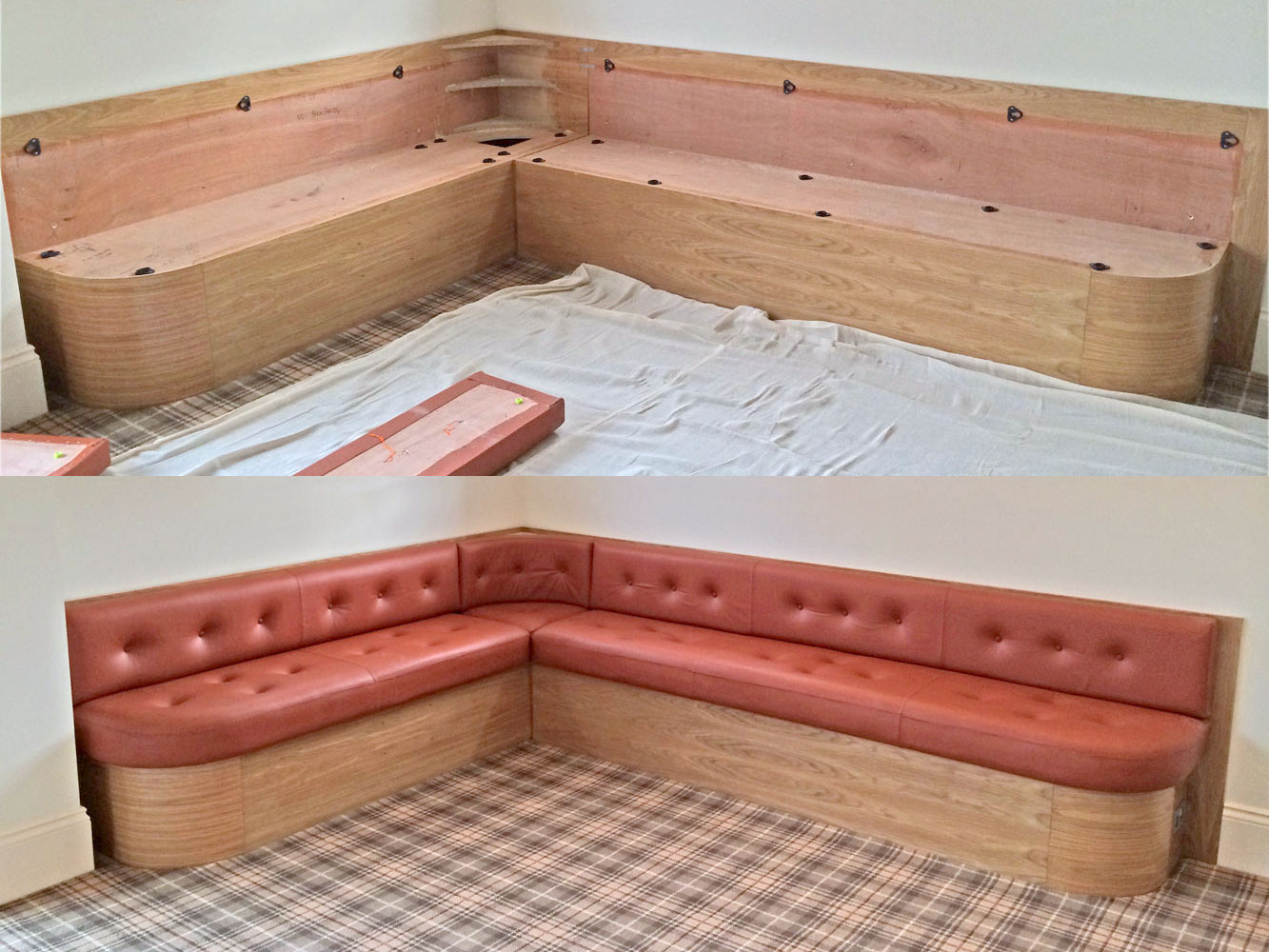 Corner banquette assembly