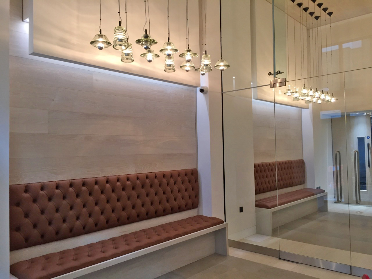 Leather seating in a Soho lobby