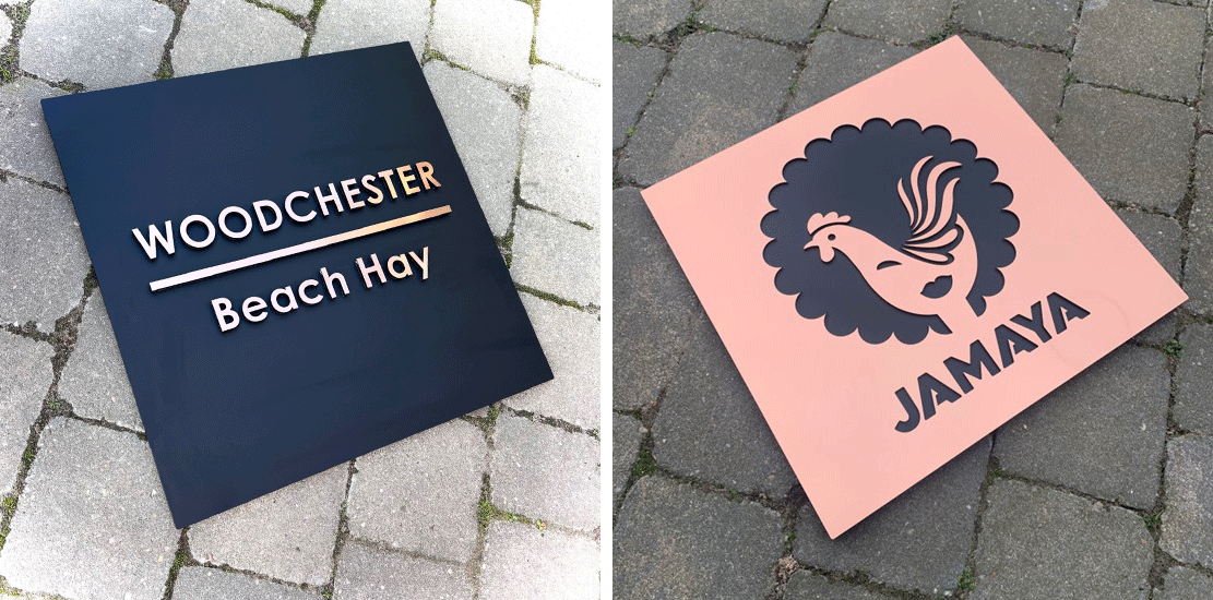 Sign panels using Button-fix hidden fixings