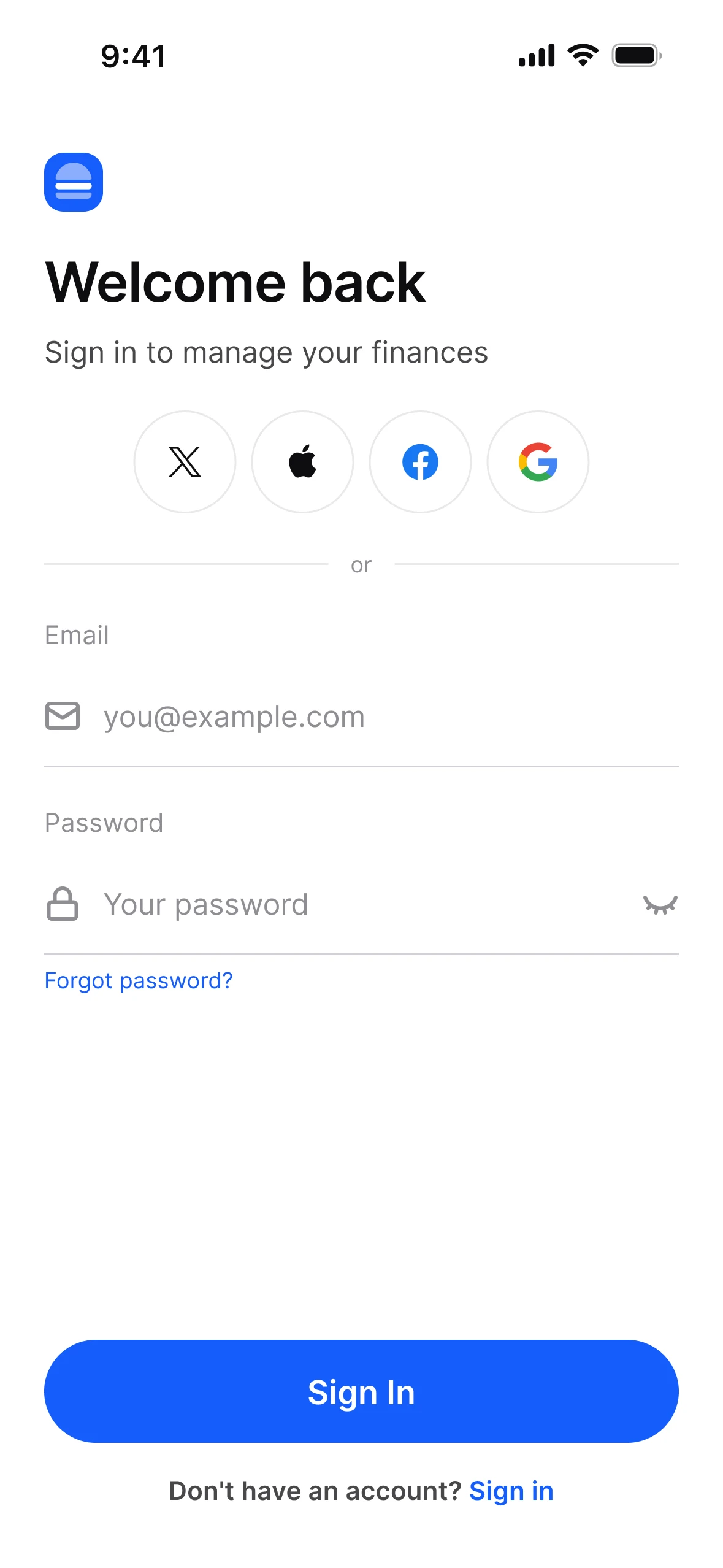 Onboarding, light mode