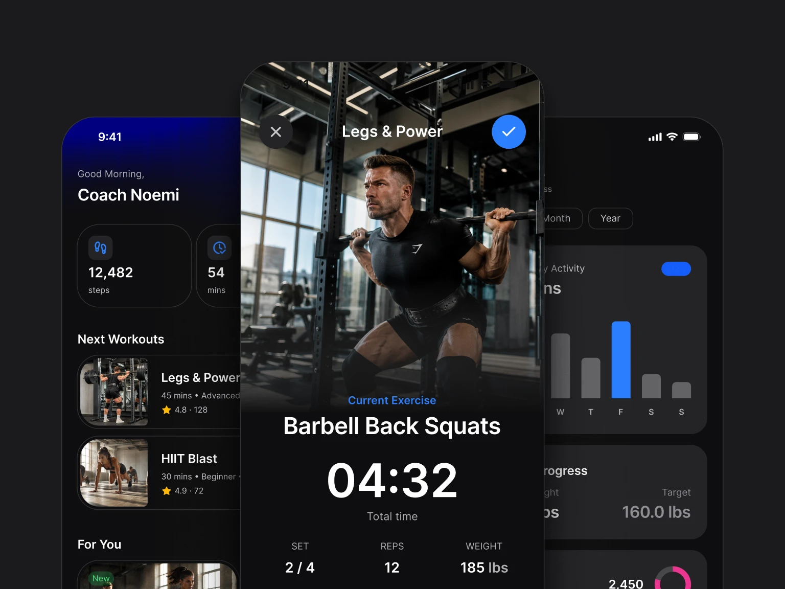 Fitness screens from Appetite UI