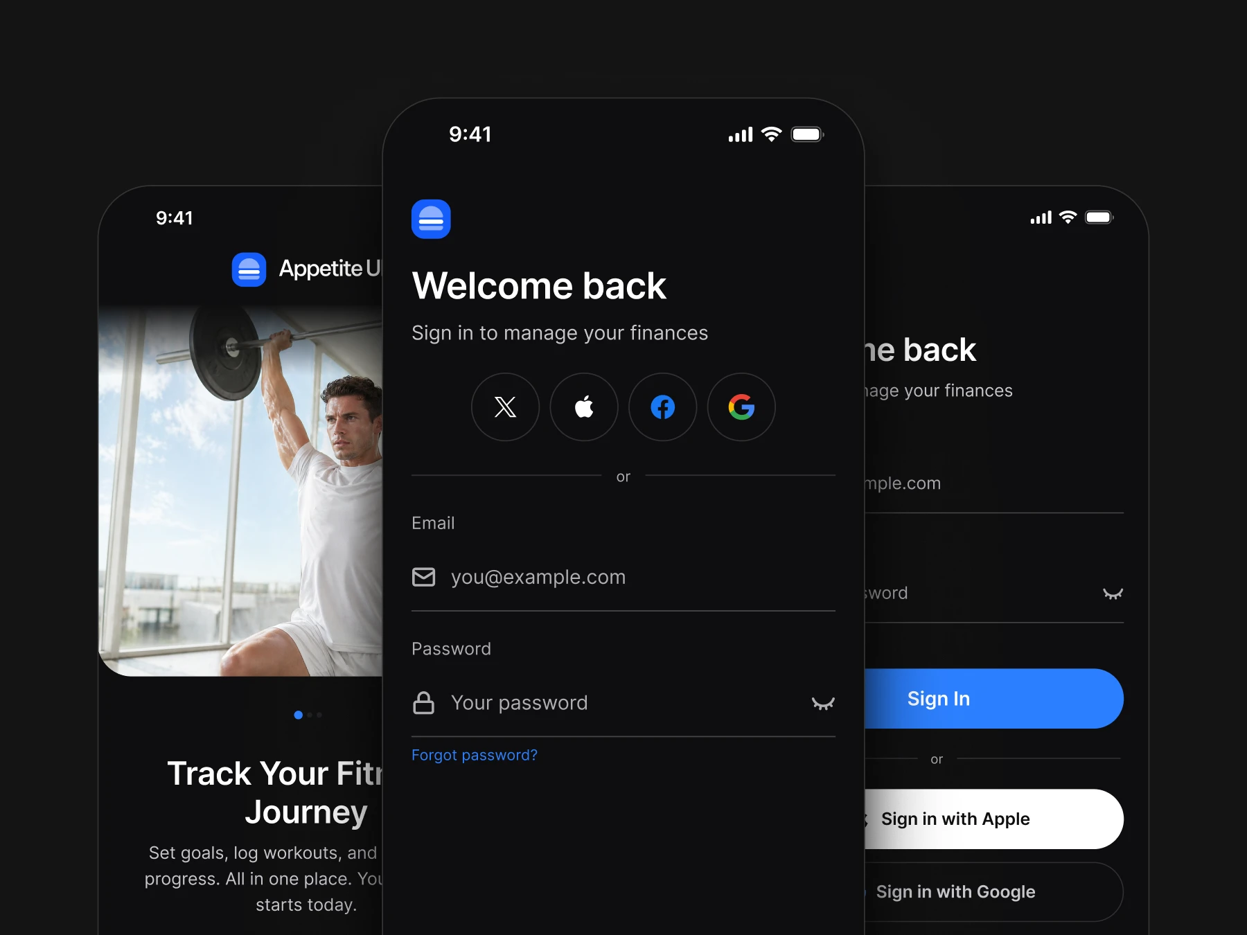 Onboarding screens from Appetite UI