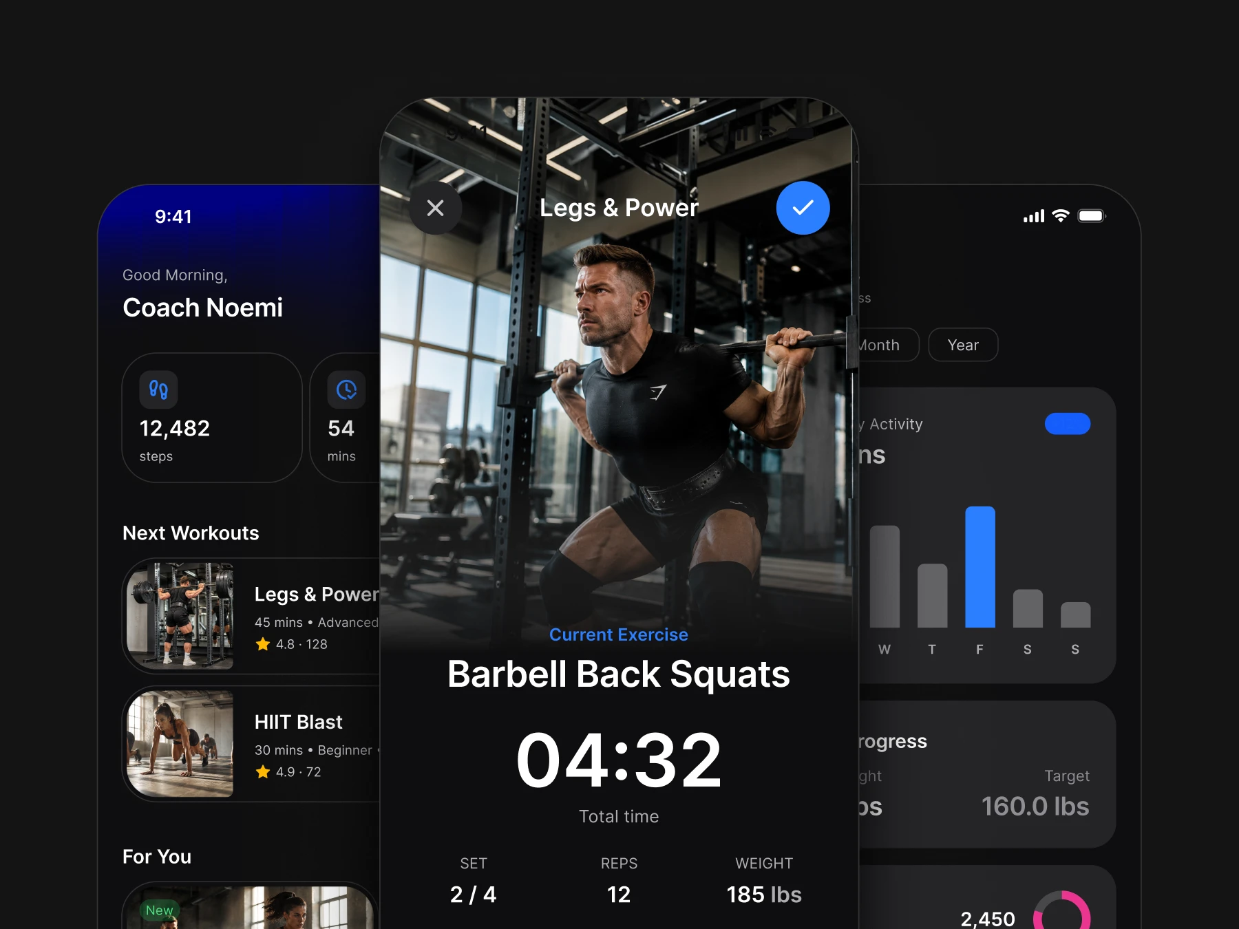 Fitness screens from Appetite UI