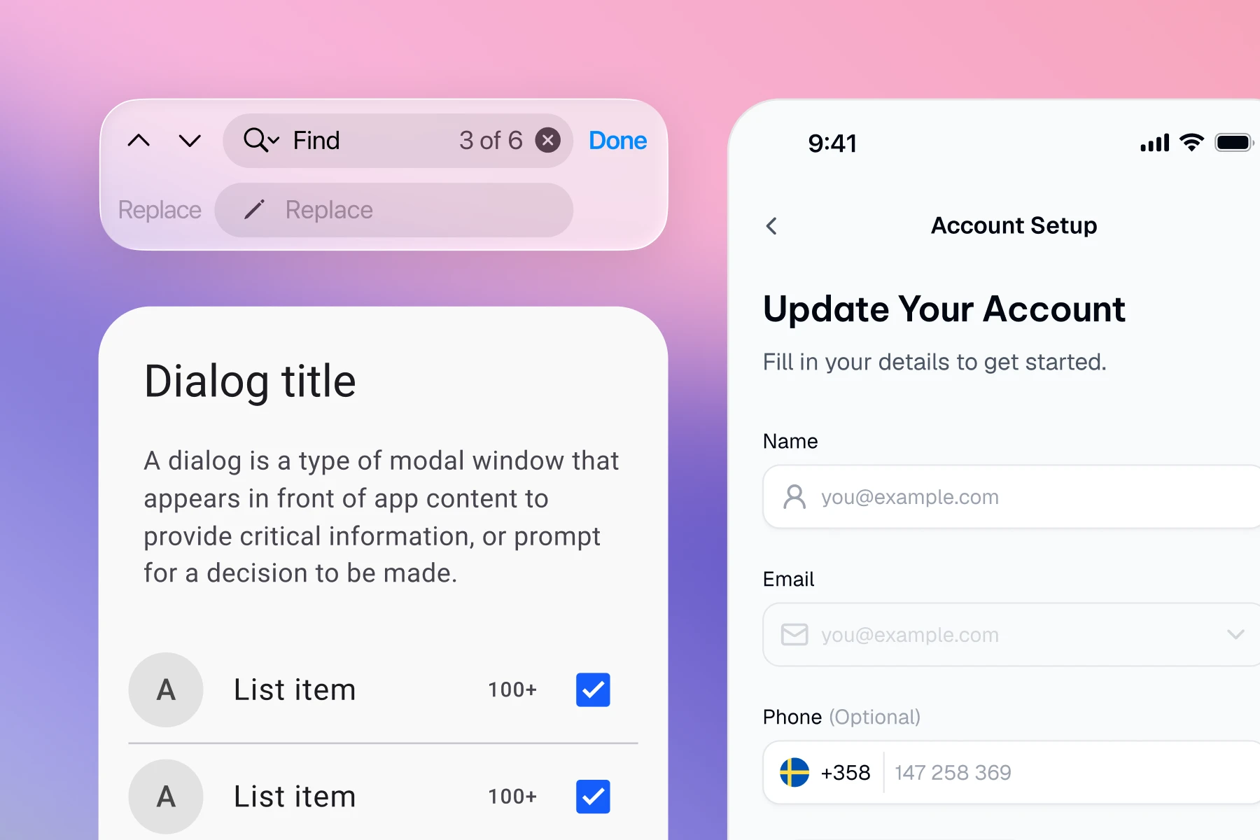 The same component in the iOS and Material mirrors