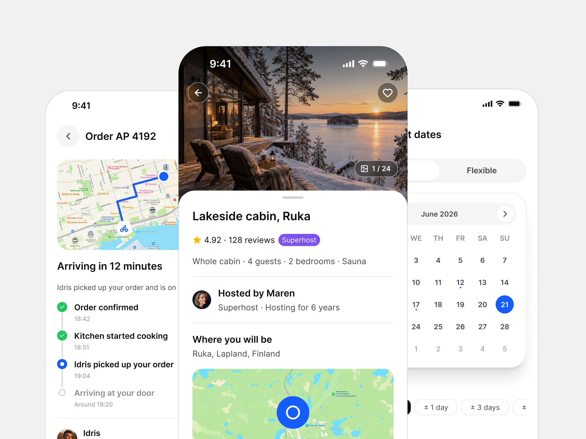 Booking screens from Appetite UI