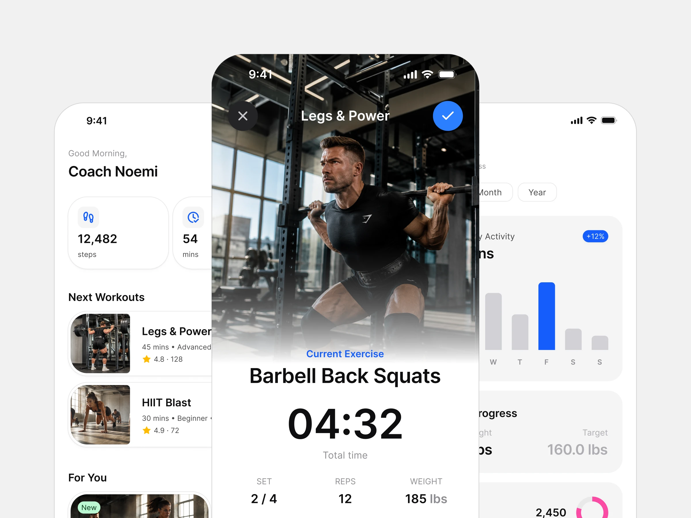 Fitness screens from Appetite UI