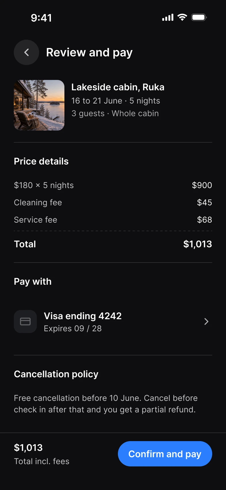 Booking, dark mode