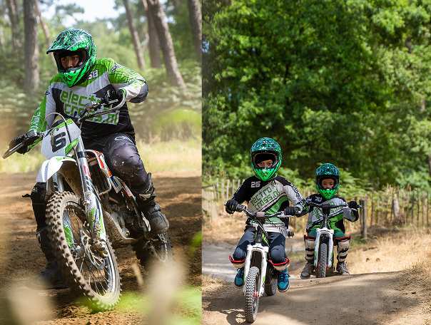 Kind en volwassenen aan het crossen