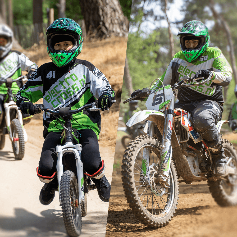 Kinderen en volwassenen die crossen