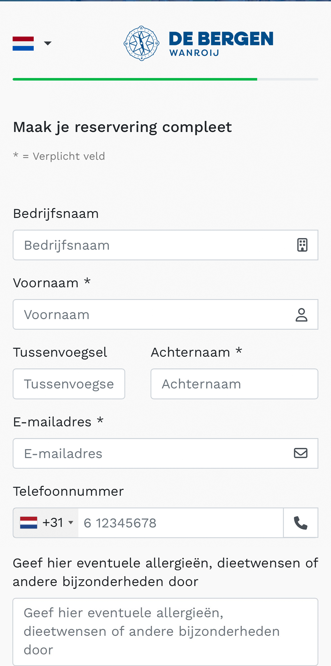 Stap 2 van het boekingsproces