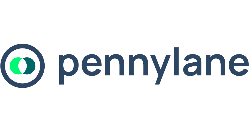 Logo PennyLane avec un cercle bicolore vert à gauche et le texte PennyLane à droite.