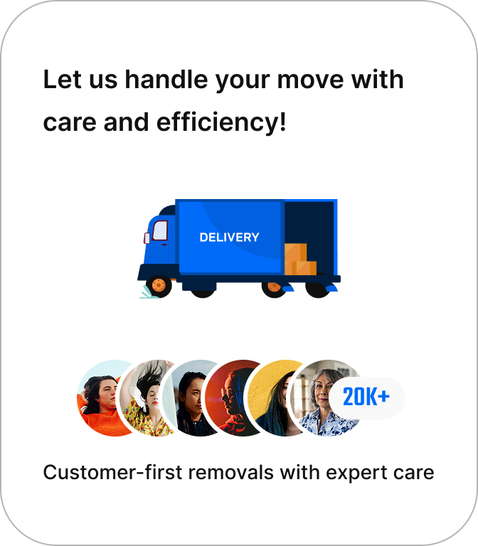 Promotional banner for IMG Removals featuring blue, white, and grey design — highlighting professional UK moving services with a focus on care, speed, and reliability.