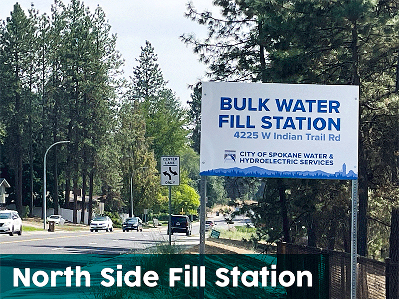 sign directs haulers to new bulk water fill station in spokane washington