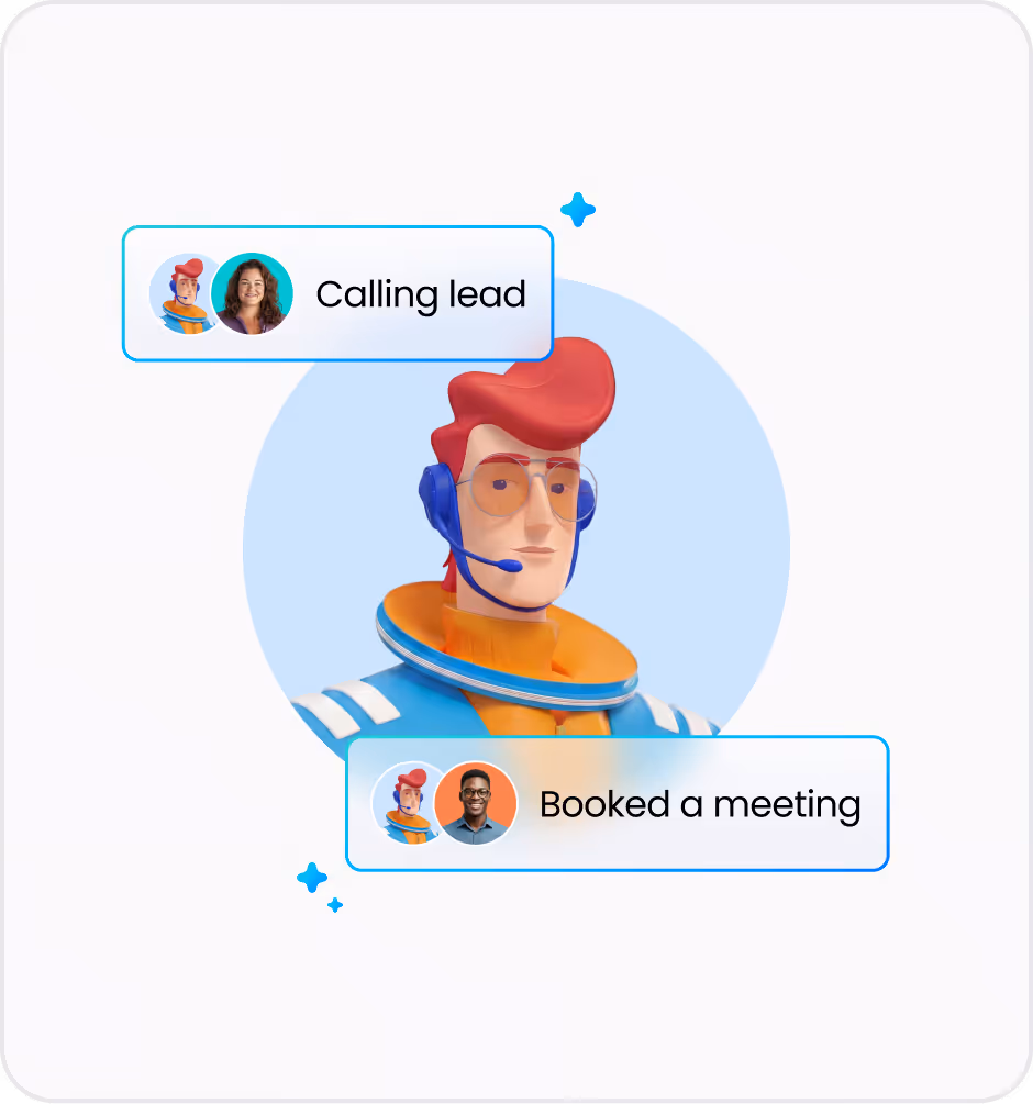 AI sales agent avatar calling a lead and booking a meeting automatically