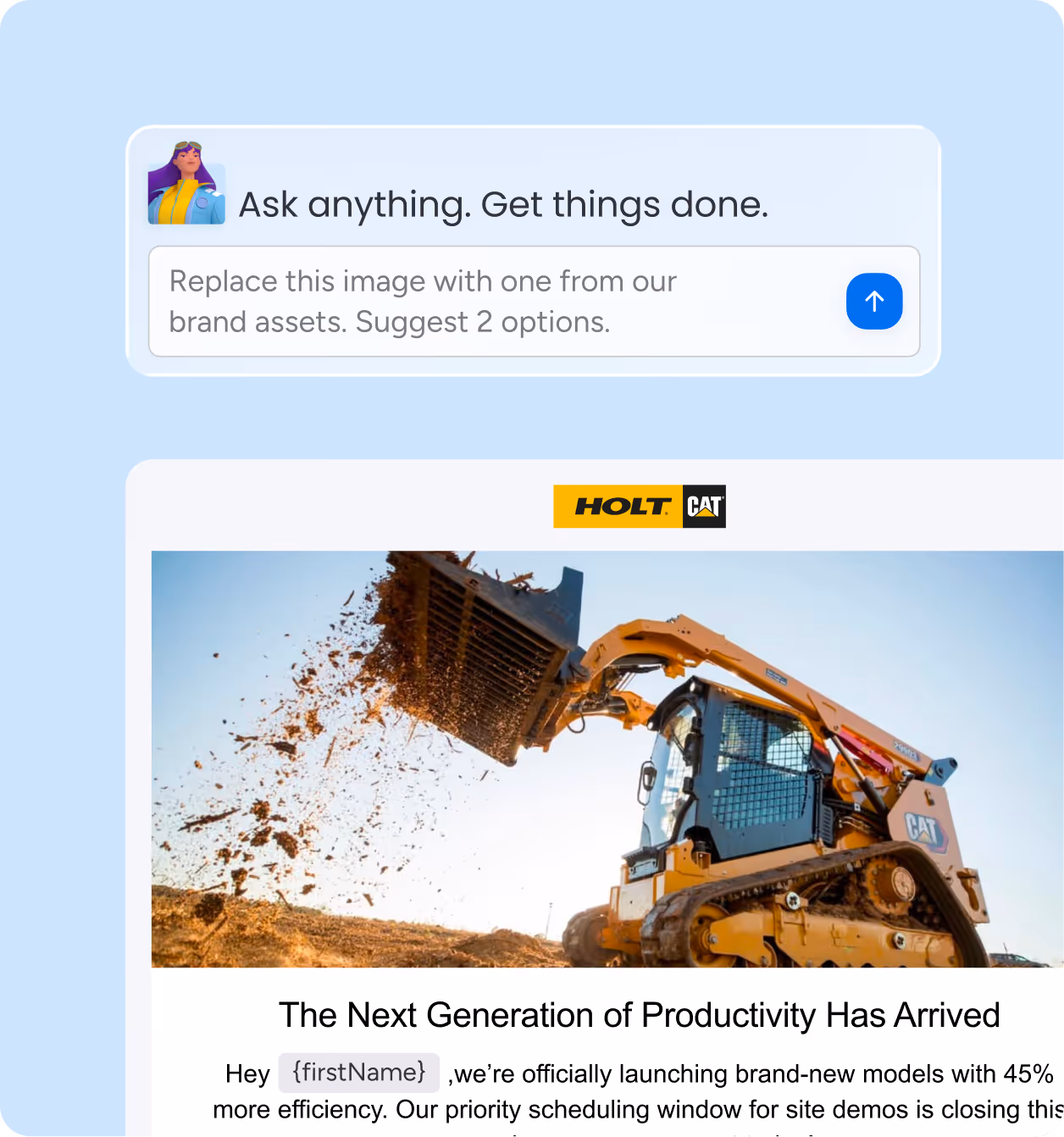 AI CRM assistant interface showing competitor insights, deal health, and recommended next steps