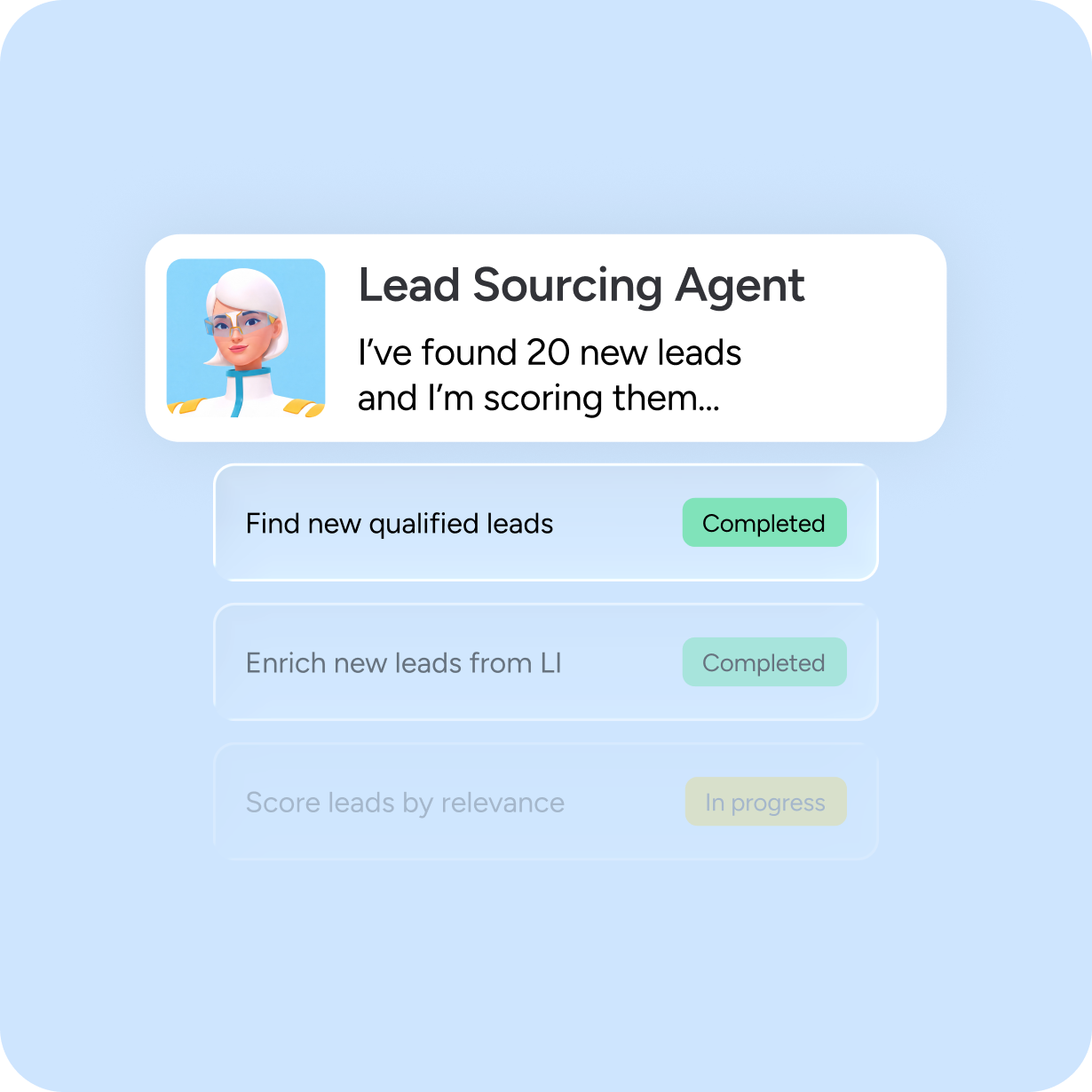 Video sales call interface with AI notetaker summarizing key points
