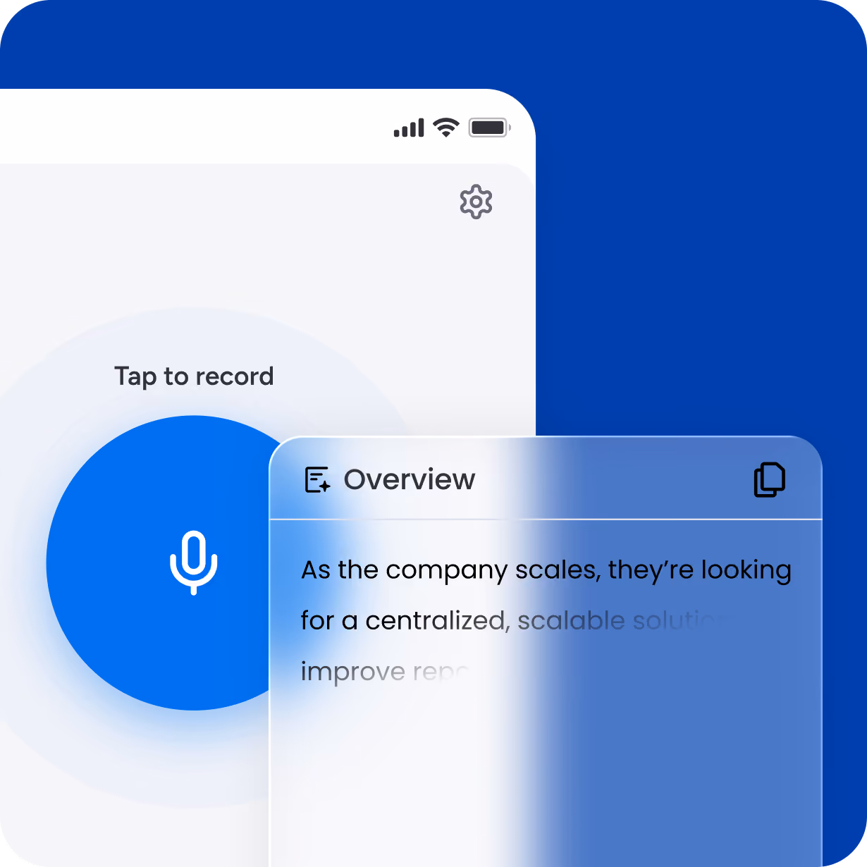 AI-generated CRM summary showing deal status and next steps