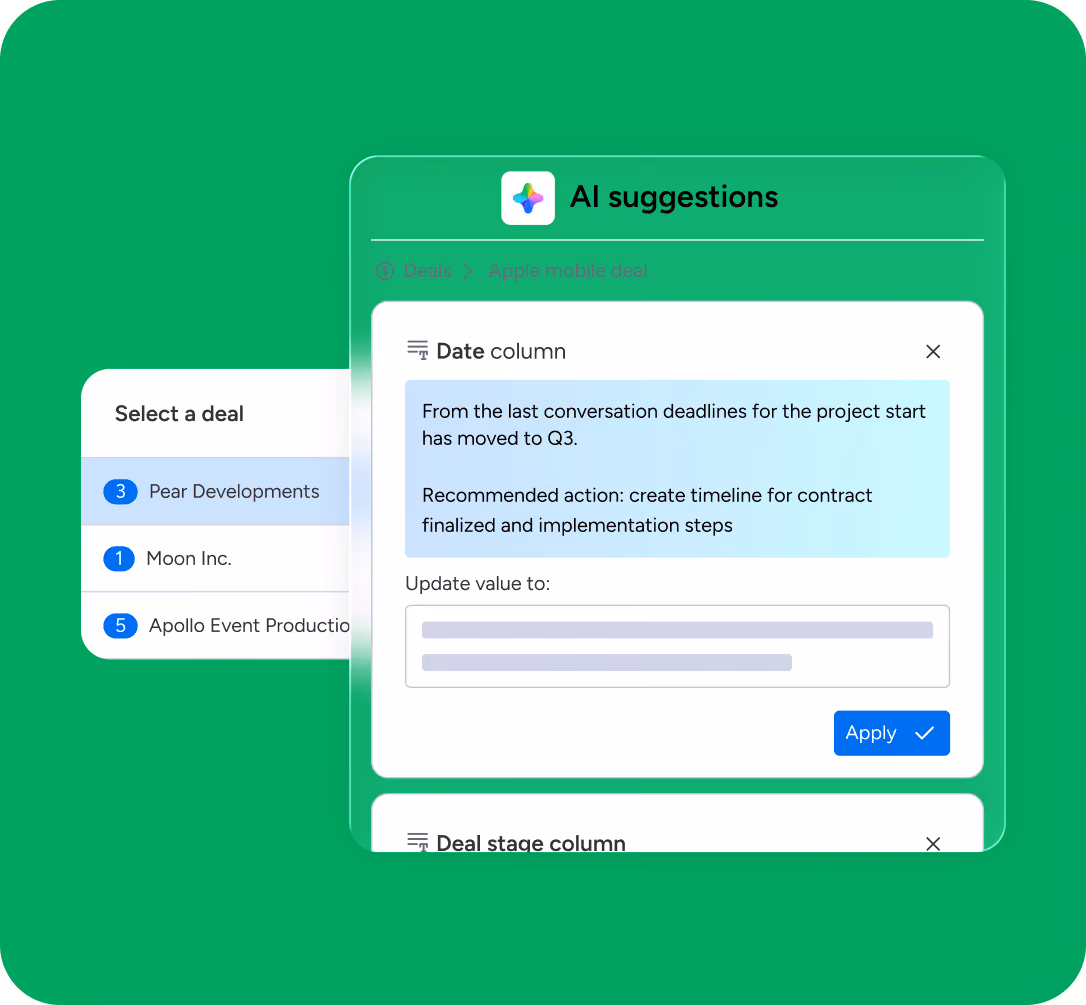 CRM lead sequence interface showing automated email and follow-up call steps