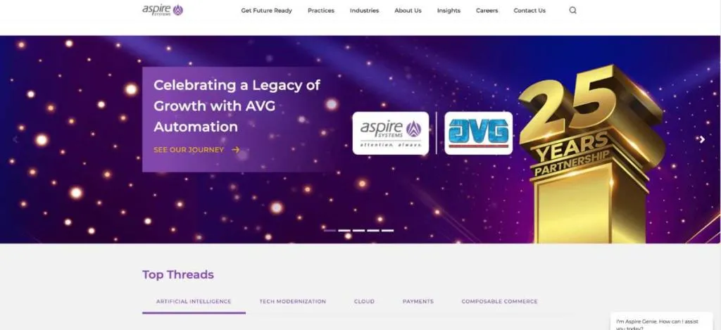 Aspire Systems website