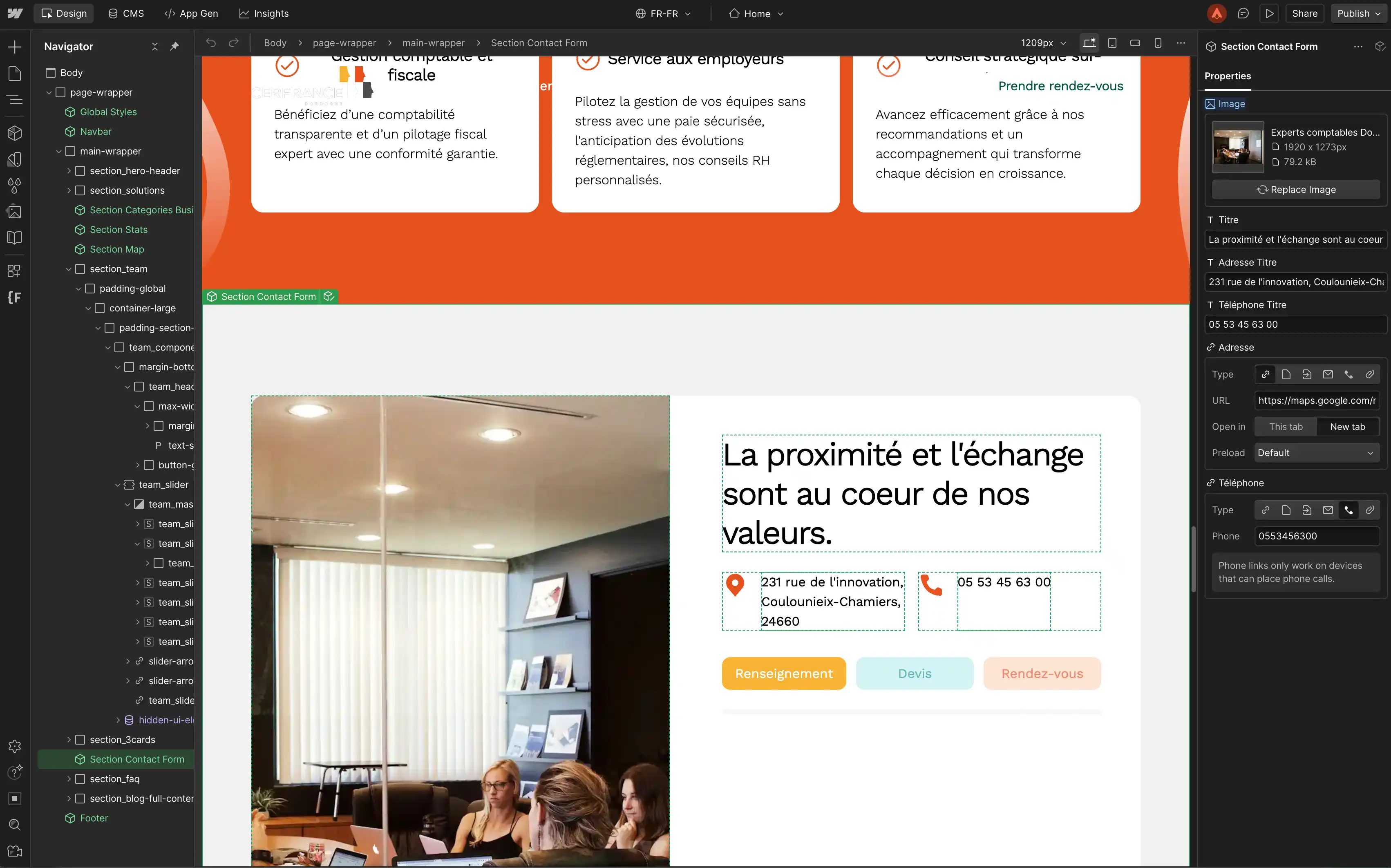 Site web développé sur Webflow par Apsodia