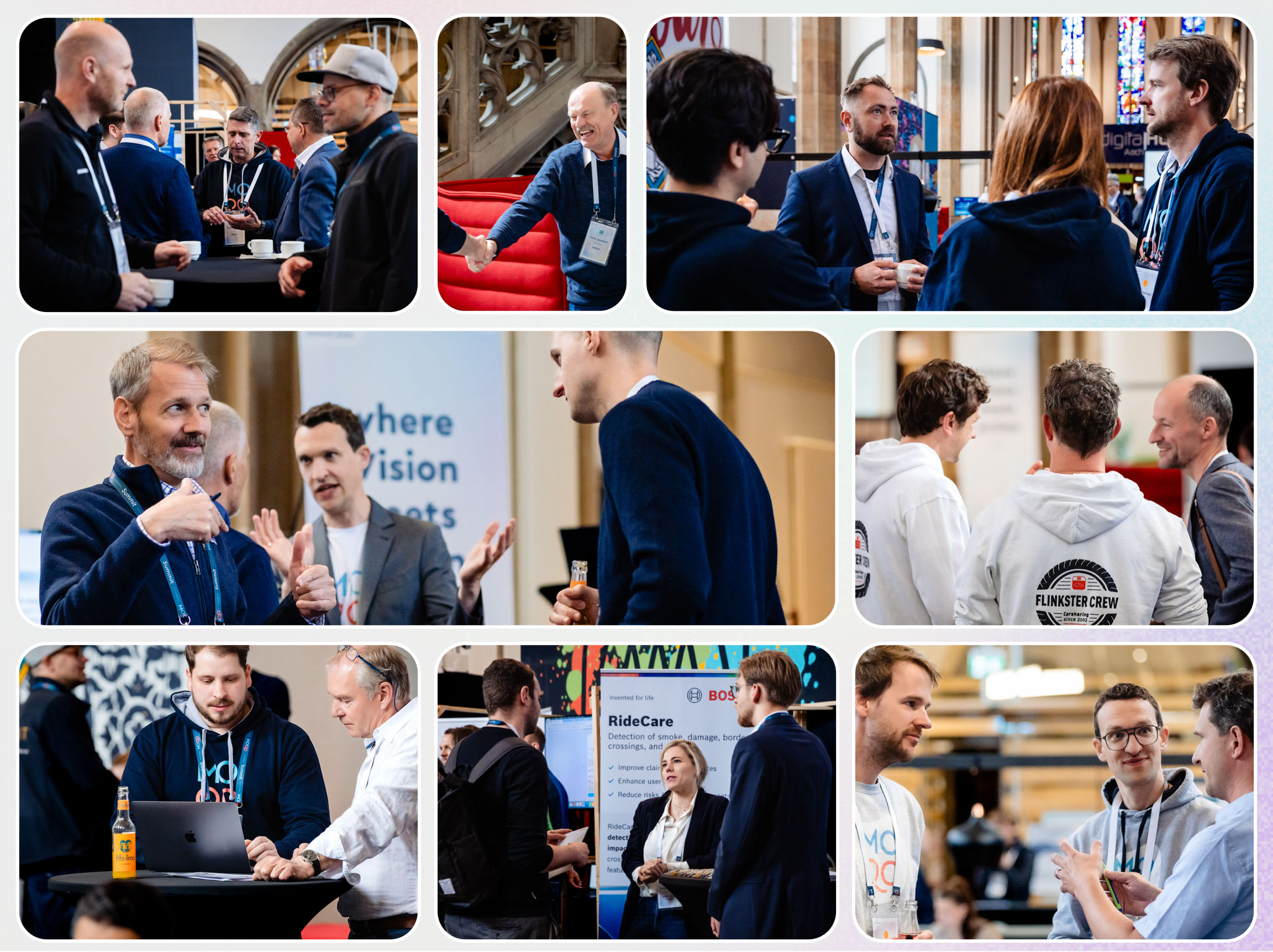 An image collection of participants networking and talking to each other at the MOQO Summit 2025