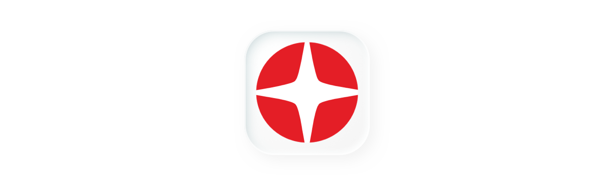 A close-up of the square WienMobil app icon. The icon is white with a stylized red four-pointed star in the center.