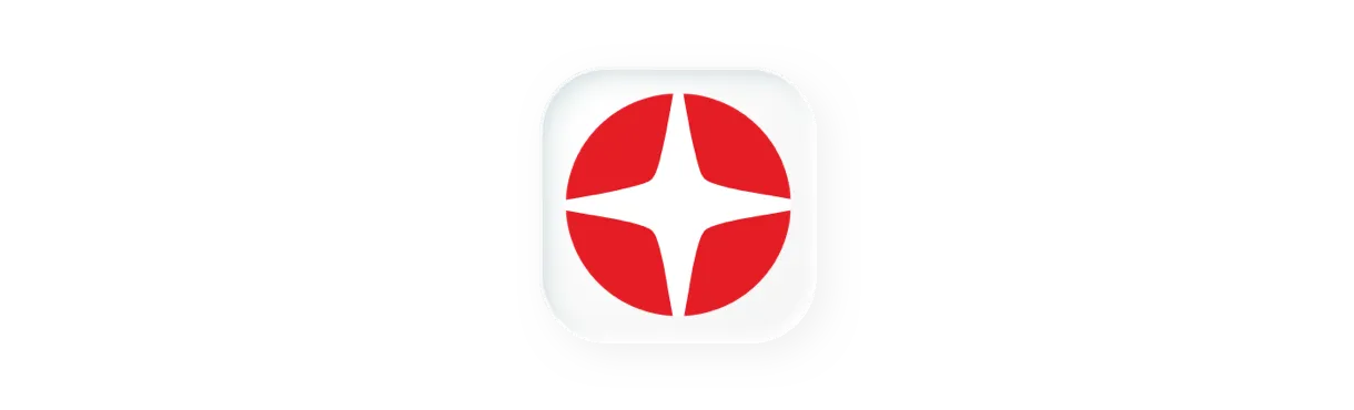 A close-up of the square WienMobil app icon. The icon is white with a stylized red four-pointed star in the center.