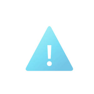 A prominent light blue warning triangle icon with a white exclamation mark in its center.