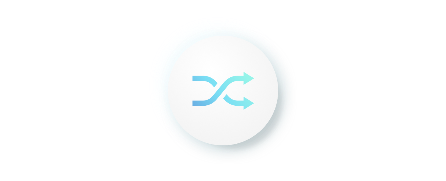 Stylized icon of two intertwined arrows, commonly representing a shuffle or continuous loop, set against a white, glowing circle. In the context of shared mobility, this could symbolize the dynamic nature of fleet optimization or the continuous effort toward profitability.